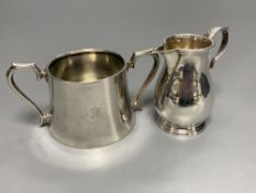A George V Brittania standard silver 'sparrow beak' cream jug, London, 1910 and an earlier silver