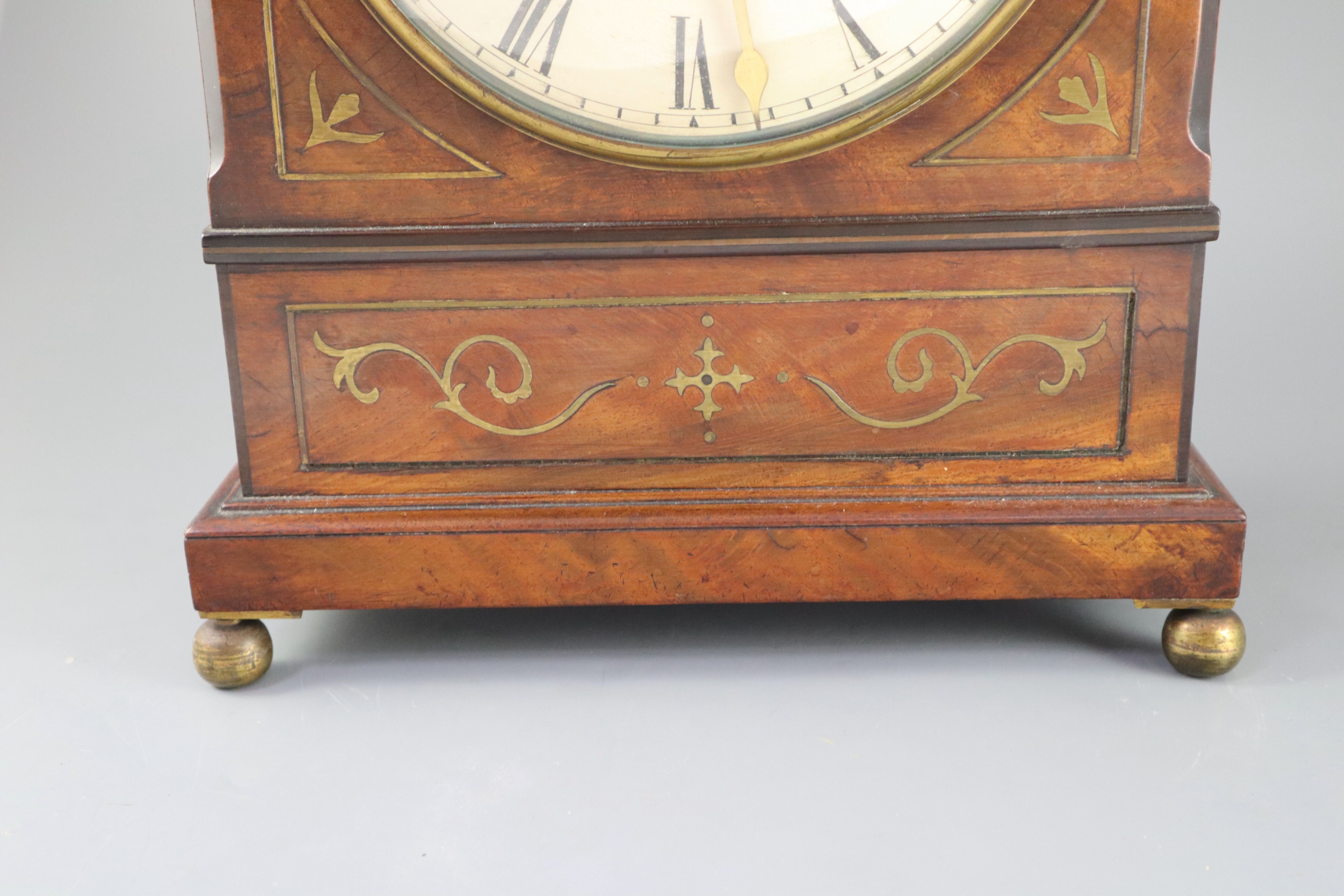 Dwerryhouse & Carter of London. A Regency brass inset mahogany mantel clock, with architectural case - Image 4 of 6