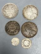 British India, Victoria coins, two silver one rupee 1862 B type bust, type II 0/0 reverse , VF and