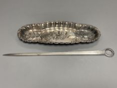 A George II silver meat skewer, John Harvey I, London, circa 1750, 28.5cm and an Edwardian silver '