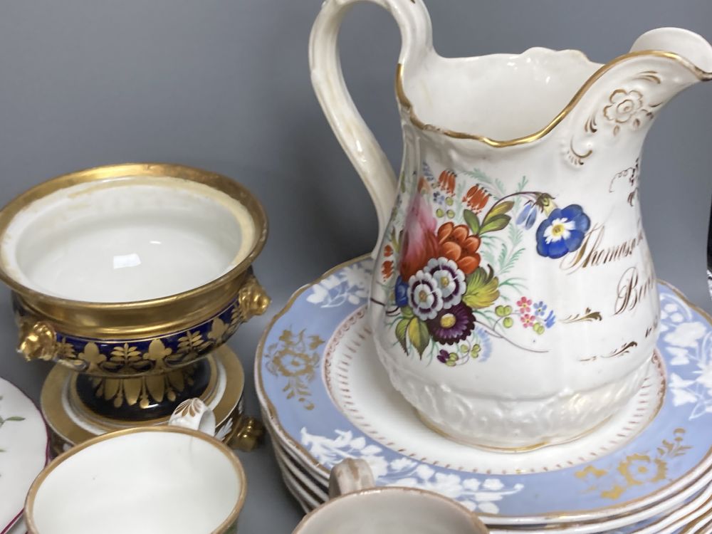 A collection of 19th - 20th century ceramics, including a Coalport floral painted jug, mugs, etc. - Image 5 of 5