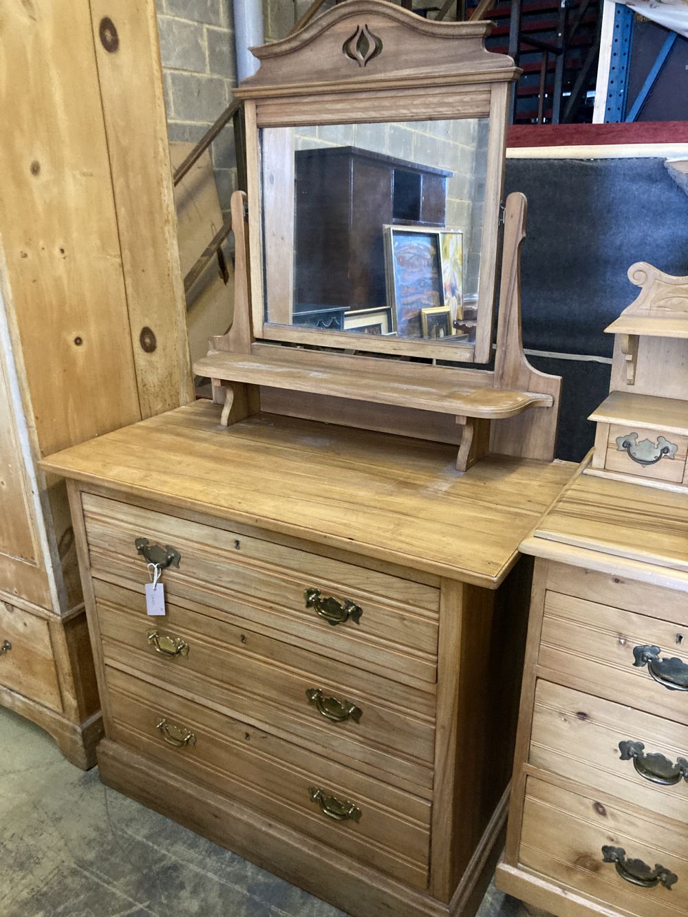 A late Victorian walnut dressing chest, width 90cm, depth 47cm, height 180cm - Image 4 of 5