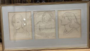 William Rothenstein (1872-1945), four pencil drawings, Studies of a young lady, inscribed and