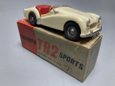 Victory models Triumph TR2 Sports Car, scale 1-18 Mighty Midget Electric Motor, boxed, 22cm long