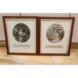 J. R. Smith after George Morland, a pair of late 18th century coloured mezzotints of ladies, "