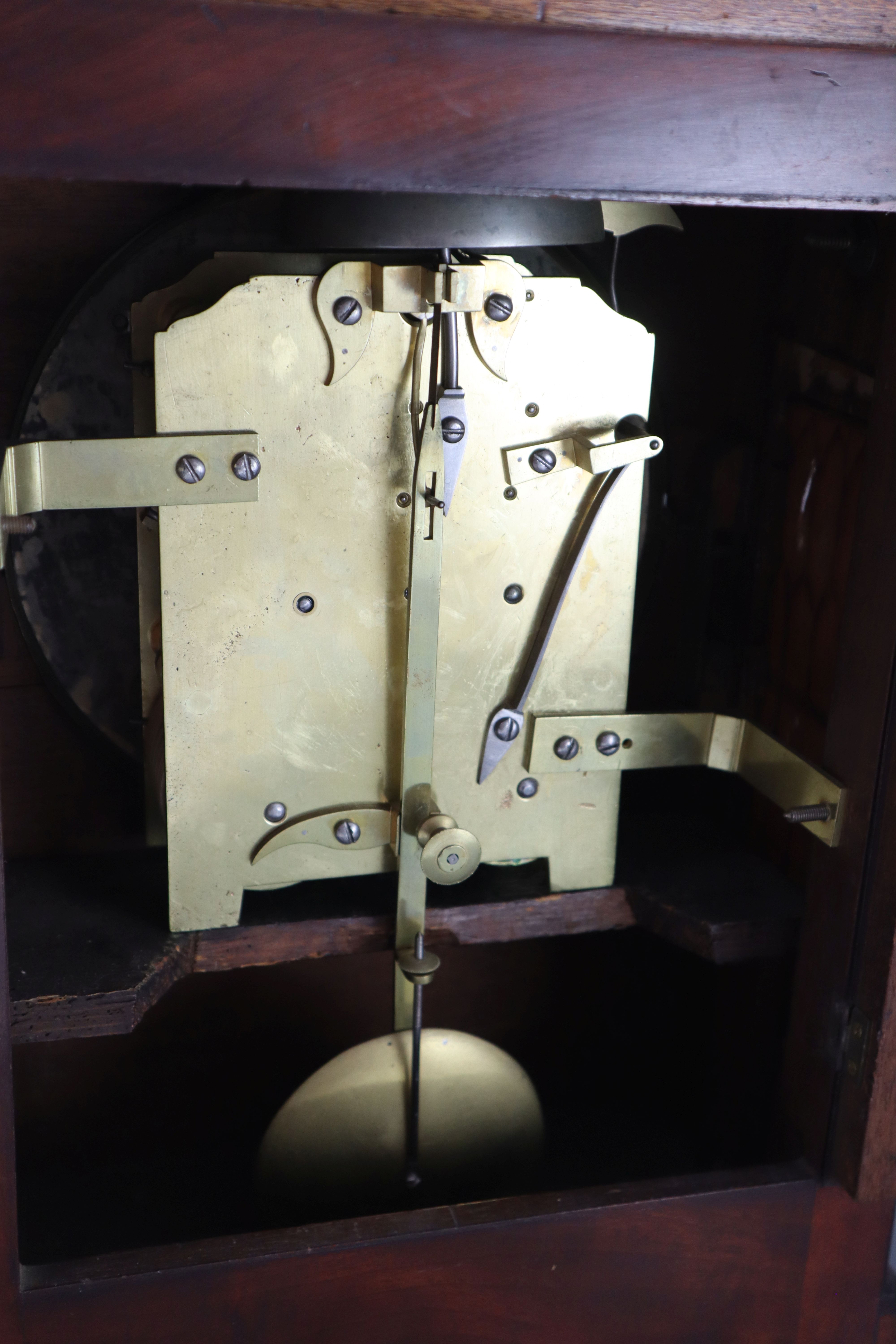 Dwerryhouse & Carter of London. A Regency brass inset mahogany mantel clock, with architectural case - Image 6 of 6