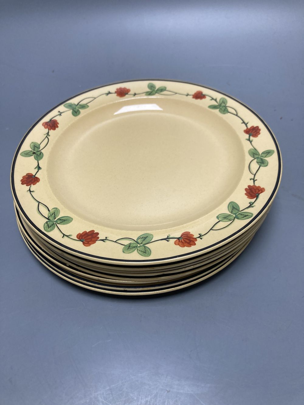 A group of Wedgwood Queensware, 19th century, including ten strawberry plates, a coaster, a jug - Image 7 of 16