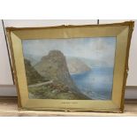 Lewis Mortimer (fl.1920-30), watercolour, 'Cake Rock, Lynton', signed, 36 x 49cm