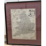 Thomas Kitchin, an uncoloured late 18th century map of England and Wales, 48 x 39cm