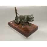 Attributed to Maison Alphonse Giroux - a cast bronze model of a chain tethered Mastiff, on rouge