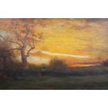 Arthur B. Parton (1842-1914)oil on canvasFigure in a landscape at sunsetsigned18 x 26.5in.CONDITION: