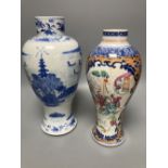A Chinese 'Mandarin' vases, Qianlong period and a late 19th century Chinese blue and white vase,