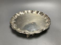 An early Victorian silver salver by The Barnards, London, 1838, 24.7cm, 17oz.CONDITION: Engraved