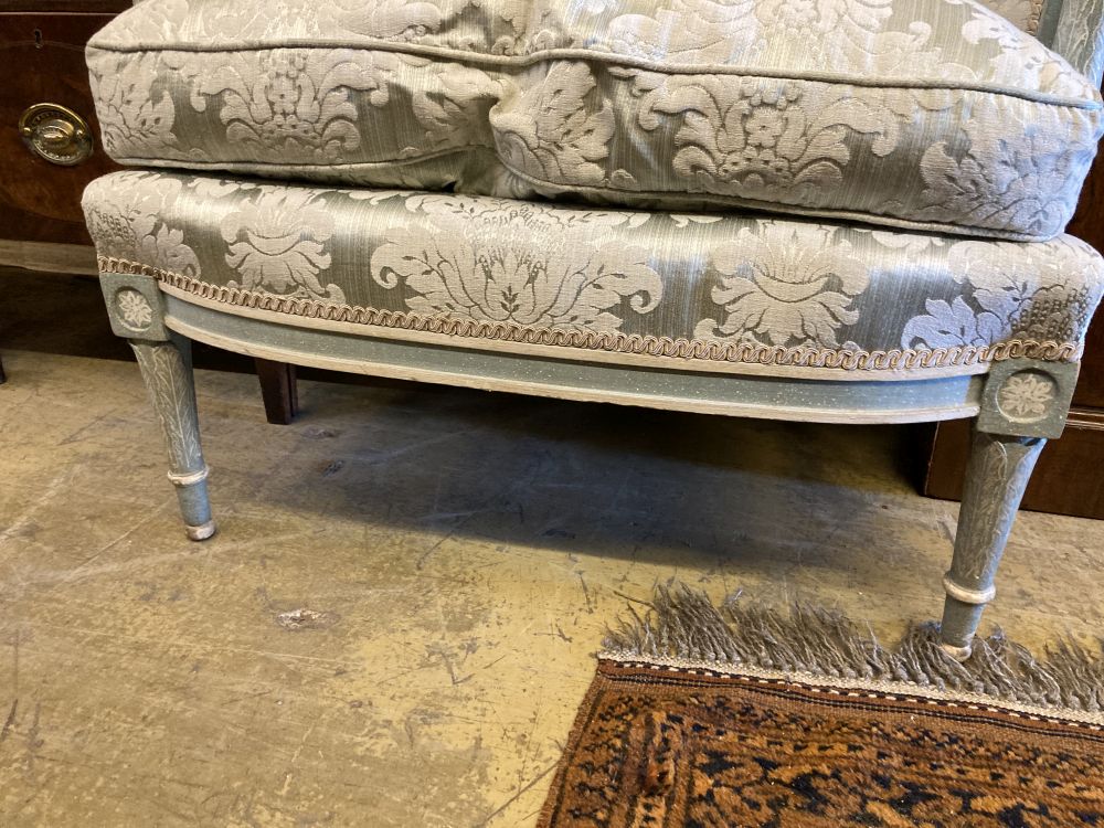 A Louis XV style grey and cream painted carved wood fauteuil, width 75cm, height 86cm - Image 2 of 3