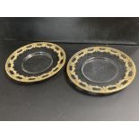 A pair of Palais Royal gilt metal mounted glass dishes, c.1900, 22.5cmCONDITION: Andrew Rudebeck