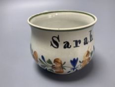 An unusual late 18th century child-size Yorkshire pearlware chamberpot, 11.5cm diameter