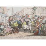 After Rowlandson, coloured engravings, Miseries of London, 26 x 35.5cm