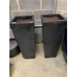 A pair of tall glazed garden planters, width 36cm, height 89cm