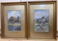 A.S. Dowes (c.1900), pair of watercolours, Old cottage at Nutbourne, Sussex and a Tudor cottage,