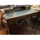 An Edwardian mahogany writing table, width 91cm, depth 52cm, height 74cm