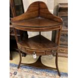 A George III mahogany corner washstand, width 60cm, depth 38cm, height 100cm