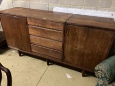 A mid century design teak sideboard, width 200cm, depth 51cm, height 101cm