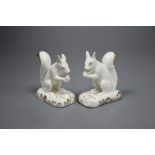 A pair of Grainger, Lee & Co. gilt and white porcelain figures of squirrels, c.1820-37, 6.5cm high