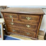 A George II style featherbanded walnut chest, width 98cm depth 52cm height 84cm