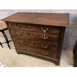 A 19th century Continental oak and fruitwood chest, width 110cm, depth 53cm, height 90cm