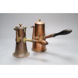 Two 18th century copper Tavern coffee pots, tallest 20cmCONDITION: Smaller pot - hinged cover