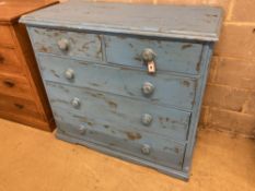 A Victorian painted pine chest, width 112cm, depth 50cm, height 102cm