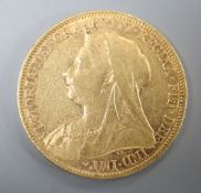 A Victoria 1898 Melbourne mint gold sovereign.