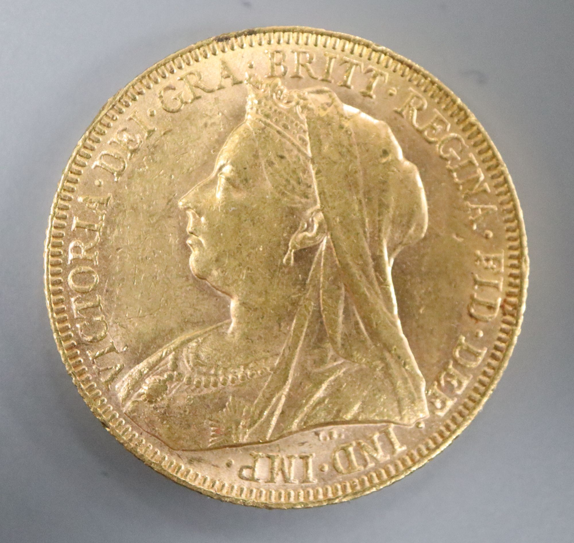 A Victorian 1894 gold sovereign.