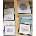 A collection of eleven assorted 19th century engravings and drawings, Views in and around Lewes,