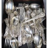 A matched part canteen of 19th century silver Kings pattern flatware, comprising thirty four