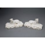 A pair of Grainger, Lee & Co. Worcester porcelain models of recumbent Great Danes, c.1820-37, 12.2cm