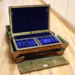 A Victorian calamander and brass-mounted inlaid jewellery box, width 42cm height 18cmCONDITION: