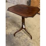 A Regency mahogany tilt top wine table, the rectangular top with re-entrant corners, width 53cm