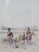 Nigel Lovett, watercolour, 9th Light Dragoons 1811, signed and dated '61, 47 x 37cm