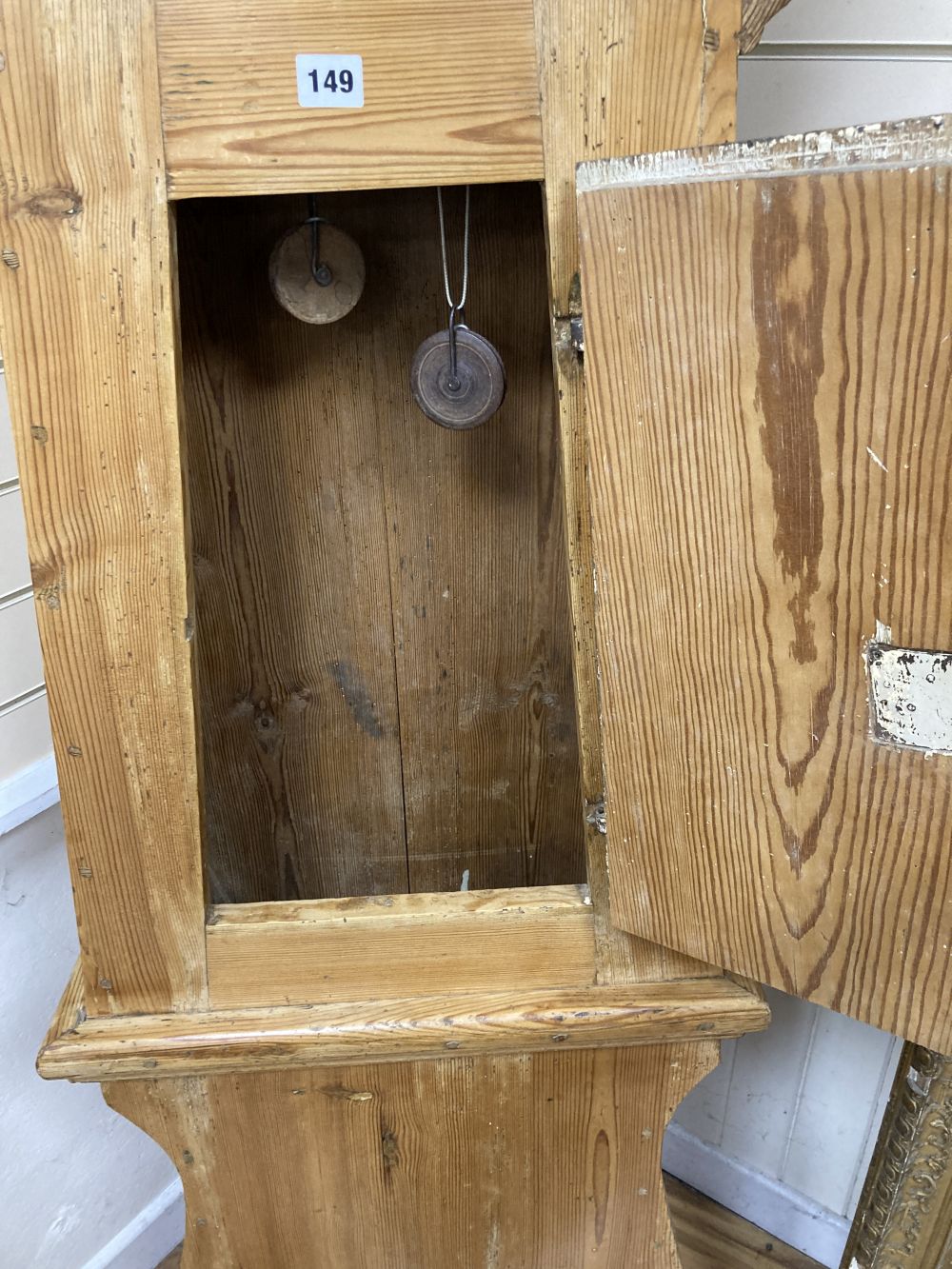 A Swedish pine longcase clock, G H Welcher, Eskilstuna, with painted dial, height 216cm - Bild 4 aus 10