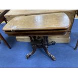 A Victorian burr walnut folding card table, width 92cm depth 45cm height 73cm