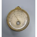 A late 19th century gilt brass compensated barometer, combined thermometer and compass, by Tucker of