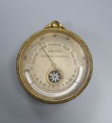 A late 19th century gilt brass compensated barometer, combined thermometer and compass, by Tucker of