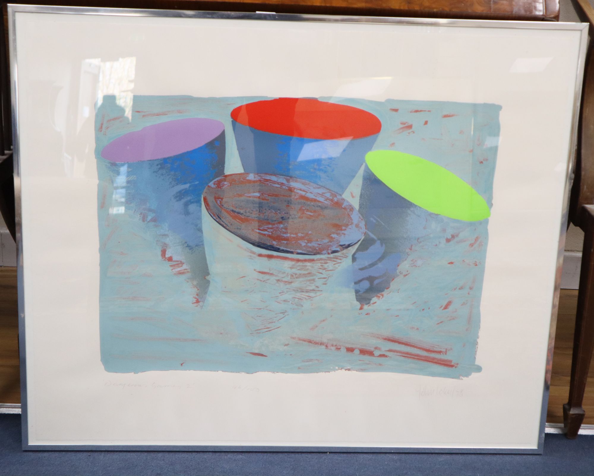 John Loker (b. 1938),'Dangerous Games 2', colour screenprint, signed, inscribed, numbered 46/100 and - Image 2 of 2