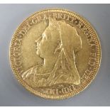 A Victorian 1893 Sydney mint gold sovereign.
