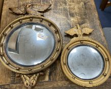 Two Regency style gilt-framed convex mirrors, larger 47cm diameter