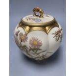 A late Victorian Royal Worcester bulbous jar and cover, date code 1892-3, 17cmCONDITION: Good