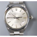 A gentleman's early 1960's stainless steel Rolex Oyster Perpetual Air-King Precision wrist watch,