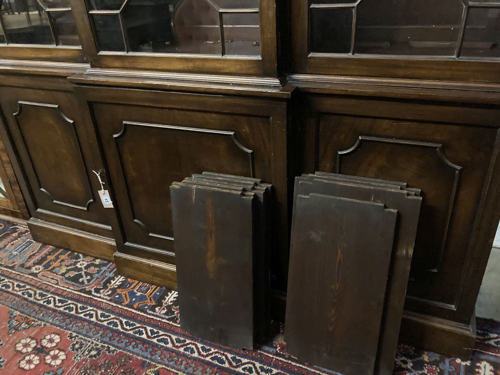 A reproduction George III-style mahogany breakfront library bookcase, width 172cm, depth 40cm, - Image 3 of 6