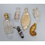 Six assorted glass scent bottles